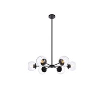 Briggs 30 Inch Pendant In Black With Clear Shade