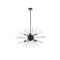 Sienna 36 Inch Crystal Rod Pendant In Black