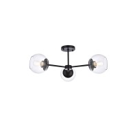 Living District Ld648F26Bk 26 In Briggs Flush Mount With Clear Shade In Black