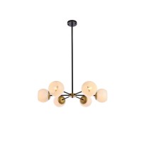 Briggs 30 Inch Pendant In Black And Brass With White Shade