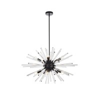 Sienna 32 Inch Crystal Rod Pendant In Black