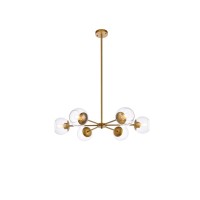 Briggs 30 Inch Pendant In Brass With Clear Shade