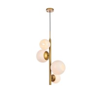 Wells 18 Inch Pendant In Brass With White Shade