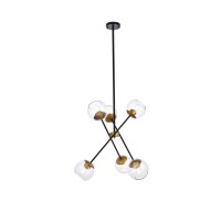 Axl 24 Inch Pendant In Black And Brass With Clear Shade