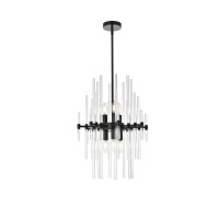 Sienna 17 Inch Crystal Rod Pendant In Black