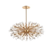 Vera 48 Inch Crystal Starburst Oval Pendant In Gold