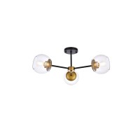 Living District Ld648F26Brk 26 In Briggs Flush Mount With Clear Shade In Black & Brass