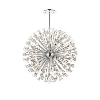 Vera 44 Inch Crystal Starburst Round Pendant In Chrome