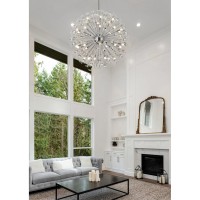 Vera 44 Inch Crystal Starburst Round Pendant In Chrome