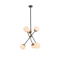 Axl 24 Inch Pendant In Black And Brass With White Shade