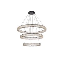 Monroe 41 Inch Led Triple Ring Chandelier In Black