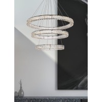 Monroe 41 Inch Led Triple Ring Chandelier In Black