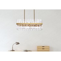 Serephina 30 Inch Crystal Rectangle Chandelier Light In Satin Gold