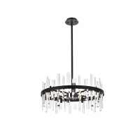 Serena 25 Inch Crystal Round Pendant In Black