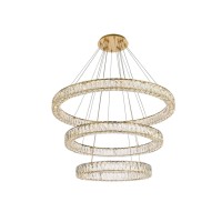 Monroe 41 Inch Led Triple Ring Chandelier In Gold