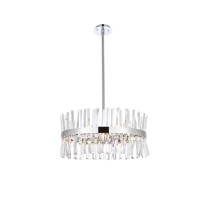 Serephina 25 Inch Crystal Round Pendant Light In Chrome