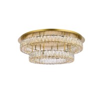 Monroe 30 Inch Led Double Flush Mount In Gold