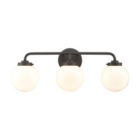 Fairbanks 22.75'' Wide 3-Light Vanity Light - Matte Black And Opal