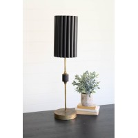 Antique Gold Table Lamp With Fluted Black Metal Shade