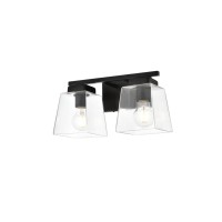 Merrick 2 Light Black And Clear Bath Sconce