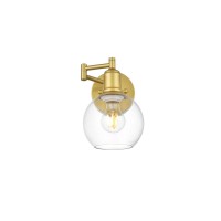 Davian 1 Light Brass And Clear Swing Arm Wall Sconce