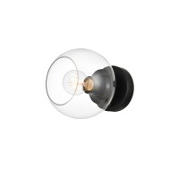 Rogelio 1 Light Black And Clear Bath Sconce