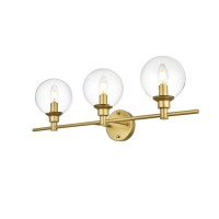 Jaelynn 3 Light Brass And Clear Bath Sconce