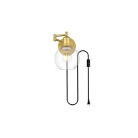 Caspian 1 Light Brass And Clear Swing Arm Plug In Wall Sconce