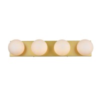 Jaylin 4 Light Brass And Frosted White Bath Sconce