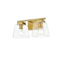 Merrick 2 Light Brass And Clear Bath Sconce