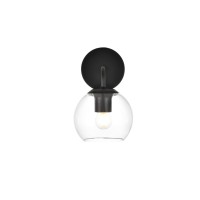 Genesis 1 Light Black And Clear Bath Sconce