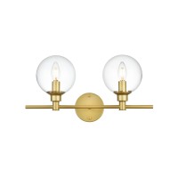 Jaelynn 2 Light Brass And Clear Bath Sconce