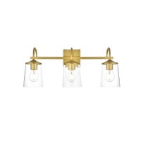 Avani 3 Light Brass And Clear Bath Sconce