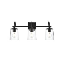 Avani 3 Light Black And Clear Bath Sconce