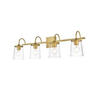 Avani 4 Light Brass And Clear Bath Sconce