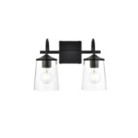 Avani 2 Light Black And Clear Bath Sconce