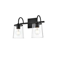 Avani 2 Light Black And Clear Bath Sconce