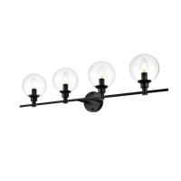 Jaelynn 4 Light Black And Clear Bath Sconce