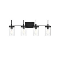 Benny 4 Light Black And Clear Bath Sconce