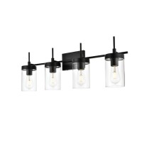 Benny 4 Light Black And Clear Bath Sconce