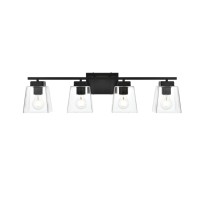 Merrick 4 Light Black And Clear Bath Sconce