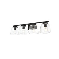 Merrick 4 Light Black And Clear Bath Sconce