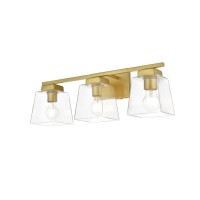 Merrick 3 Light Brass And Clear Bath Sconce