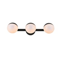 Majesty 3 Light Black And Frosted White Bath Sconce