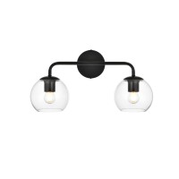 Genesis 2 Light Black And Clear Bath Sconce