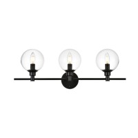 Jaelynn 3 Light Black And Clear Bath Sconce