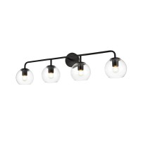 Genesis 4 Light Black And Clear Bath Sconce