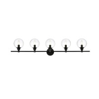 Jaelynn 5 Light Black And Clear Bath Sconce