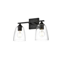 Harris 2 Light Black And Clear Bath Sconce