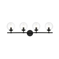 Ingrid 4 Light Black And Clear Bath Sconce